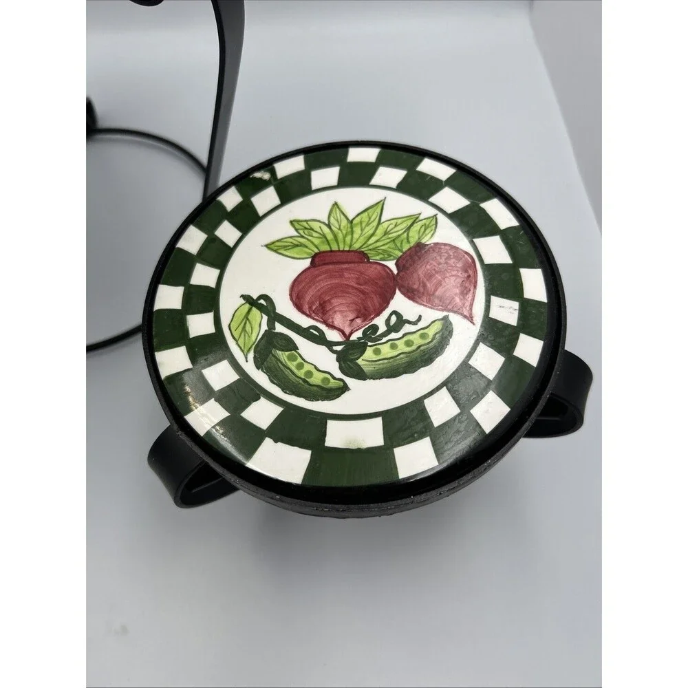 Ceramic Tile Trivet Plant Stands Set of 2 Vegetable Black Metal Farmhouse Decor